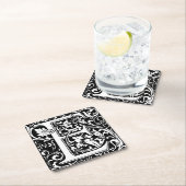 手紙E中世モノグラムアールヌーボー スクエアペーパーコースター (インサイチュ)