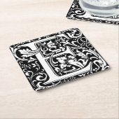 手紙E中世モノグラムアールヌーボー スクエアペーパーコースター (アングル)