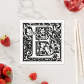 手紙E中世モノグラムアールヌーボー スタンダードカクテルナプキン (インサイチュ)
