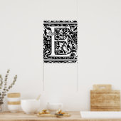 手紙E中世モノグラムアールヌーボー ポスター (キッチン)