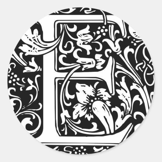 手紙E中世モノグラムアールヌーボー ラウンドシール (正面)