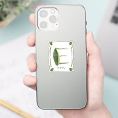 手紙E植物緑葉の- Monogram E シール (スマートフォン)