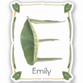 手紙E植物緑葉の- Monogram E シール (正面)
