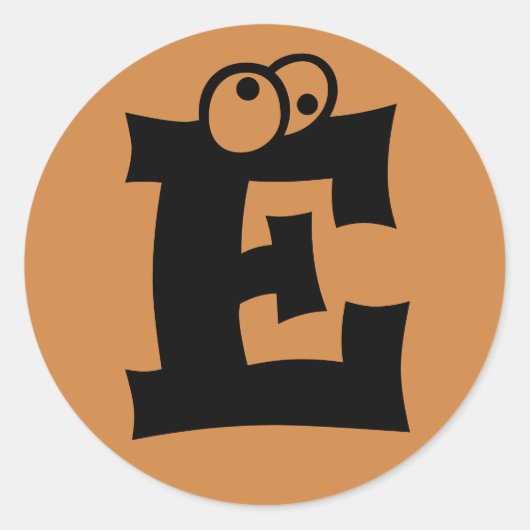 手紙E目玉アルファベットバイジャンツ・ペルー金ゴールド ラウンドシール (正面)