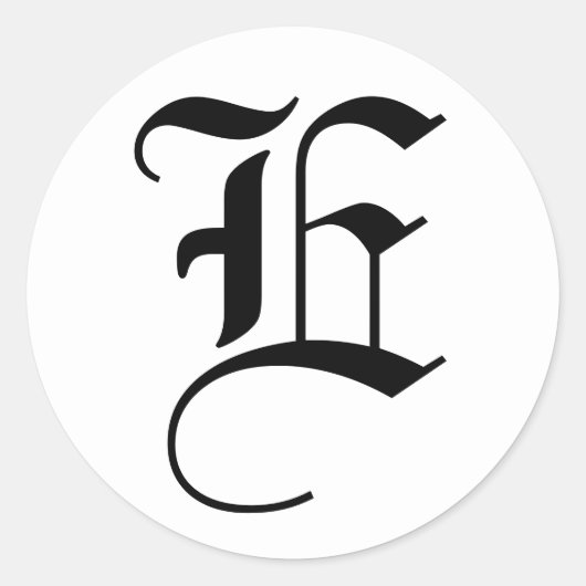 手紙E結婚のアルファベットJanz White ラウンドシール (正面)