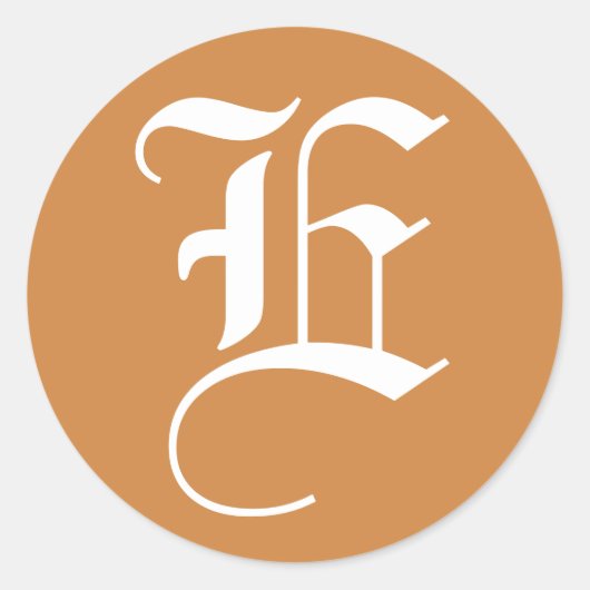 手紙E結婚のアルファベットJanz White Peru金ゴールド ラウンドシール (正面)