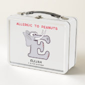 手紙E象の名前アレルギー新学期 メタルランチボックス (正面)