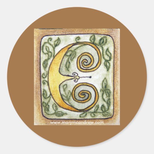 「手紙E」スタンプ ラウンドシール (正面)