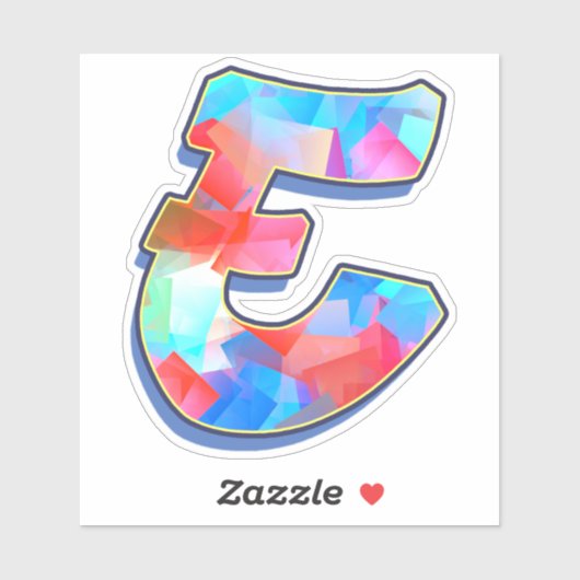 手紙E_落書きアルファベット文字 シール (シート)