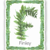 手紙Fイニシャルモノグラムグリーンファーンボタニカル シール (正面)