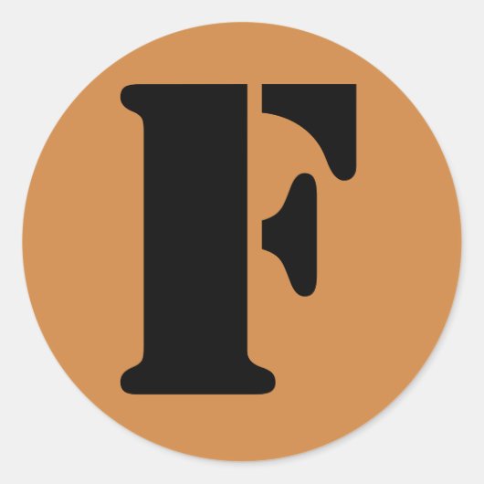 手紙Fステンシルアルファベットby Janz Peru金ゴールド ラウンドシール (正面)