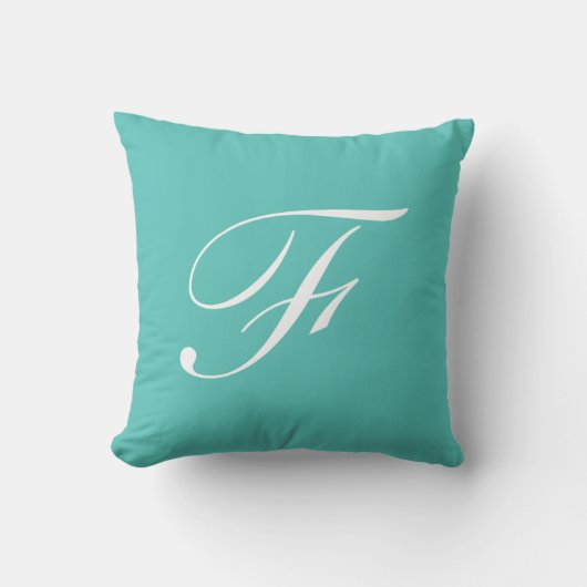 手紙Fターコイズモノグラム枕 クッション (正面)