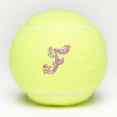 手紙Fモノグラム女の子のパーソナライズされたドードルアート テニスボール (正面)