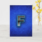 手紙F -ネオン青い版 カード (黄色い花)