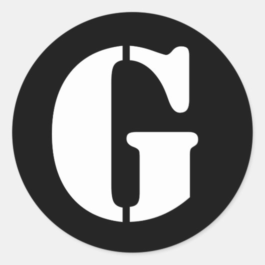 手紙Gステンシルアルファベット（ジャンツ・ブラック） ラウンドシール (正面)