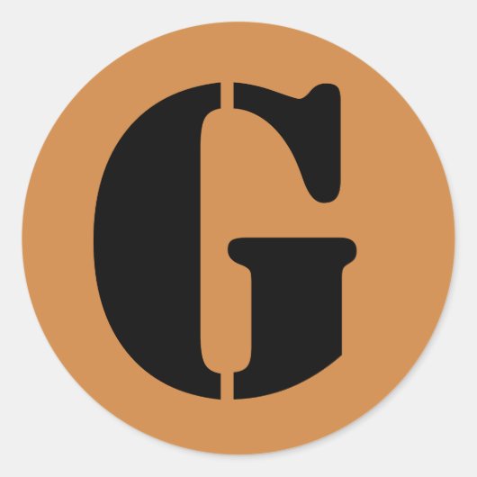 手紙Gステンシルアルファベットby Janz Peru金ゴールド ラウンドシール (正面)