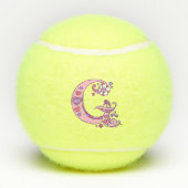 手紙Gモノグラム女の子のパーソナライズされたドードルアート テニスボール (裏面)