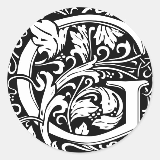 手紙G中世モノグラムアールヌーボー ラウンドシール (正面)