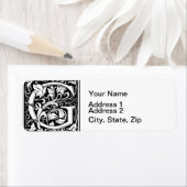 手紙G中世モノグラムアールヌーボー ラベル (インサイチュ)