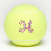手紙Hモノグラムの女の子のパーソナライズされたドードルアート テニスボール (正面)