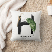 手紙Hモノグラムパーム離れトロピカル クッション (ブランケット)