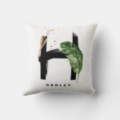 手紙Hモノグラムパーム離れトロピカル クッション (裏面)