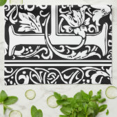 手紙H中世モノグラムアールヌーボー キッチンタオル (折り畳み)