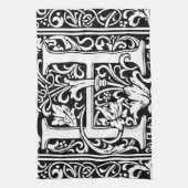 手紙H中世モノグラムアールヌーボー キッチンタオル (縦)