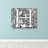 手紙H中世モノグラムアールヌーボー キャンバスプリント (インサイチュ (ウッドフロア))