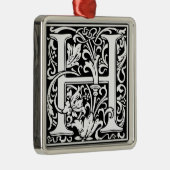 手紙H中世モノグラムアールヌーボー メタルオーナメント (右)