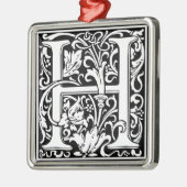 手紙H中世モノグラムアールヌーボー メタルオーナメント (左)