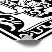 手紙H中世モノグラムヴィンテージイニシャル ポスター (角)