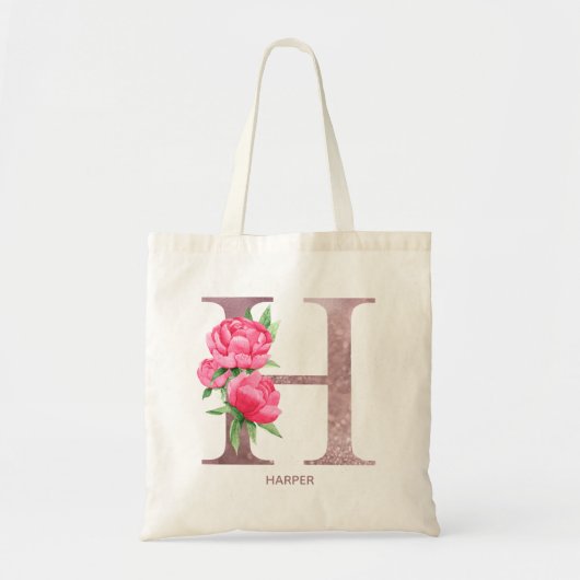 手紙H名パーソナライズされたモノグラム花嫁介添人 トートバッグ (正面)