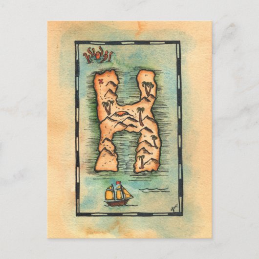 手紙H宝石地図 ポストカード (正面)