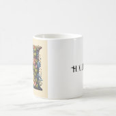手紙H馬と花のつる植物 コーヒーマグカップ (中央)