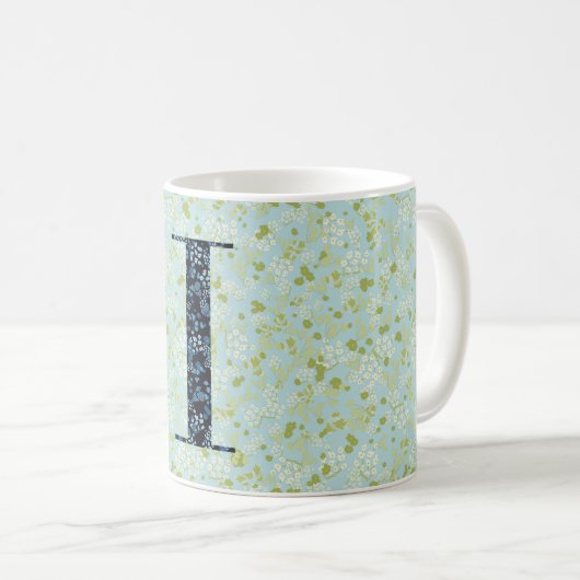 手紙Iは青と緑の自由を照らす コーヒーマグカップ (正面右)