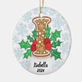 手紙I名前をカスタムするクリスマス セラミックオーナメント (左)