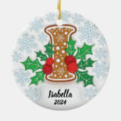 手紙I名前をカスタムするクリスマス セラミックオーナメント (裏面)