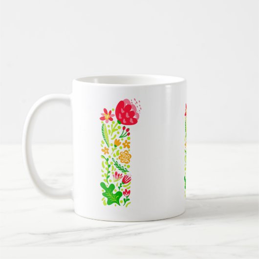 手紙I花コーヒーマグ コーヒーマグカップ (左)