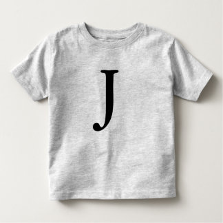 手紙Jのモノグラムのな黒のイニシャルのTシャツ トドラーTシャツ