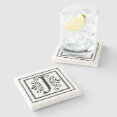 手紙Jのモノグラムの石のコースター ストーンコースター (横)