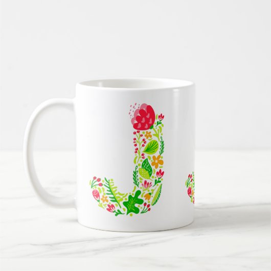 手紙Jの花コーヒーマグ コーヒーマグカップ (左)