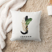 手紙Jモノグラムパーム離れトロピカル クッション (ブランケット)