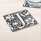 手紙J中世モノグラムアールヌーボー スクエアペーパーコースター (アングル)