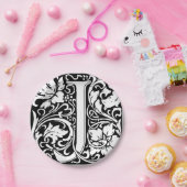 手紙J中世モノグラムアールヌーボー ペーパープレート (パーティー)