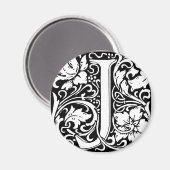 手紙J中世モノグラムアールヌーボー マグネット (正面/裏面)