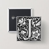 手紙J中世モノグラムアールヌーボー 缶バッジ (正面&裏面)