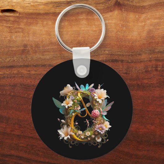 手紙J蝶と花キーチェーン キーホルダー (正面)