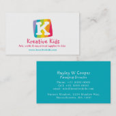 手紙Kの子供の多彩なブロックの名刺 名刺 (正面/裏面)