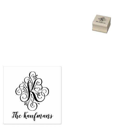 手紙Kイニシャルエレガントフローリッシュモノグラム名 ラバースタンプ (押印)